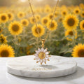 18K Gold Plated Zircon Sunflower Necklace | "You Are My Sunshine" Floral Pendant Chain Jewelry