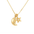 18K Gold Star and Moon Pendant Necklace | Celestial Charm Layering Necklace, Waterproof & Non-Tarnish Jewelry