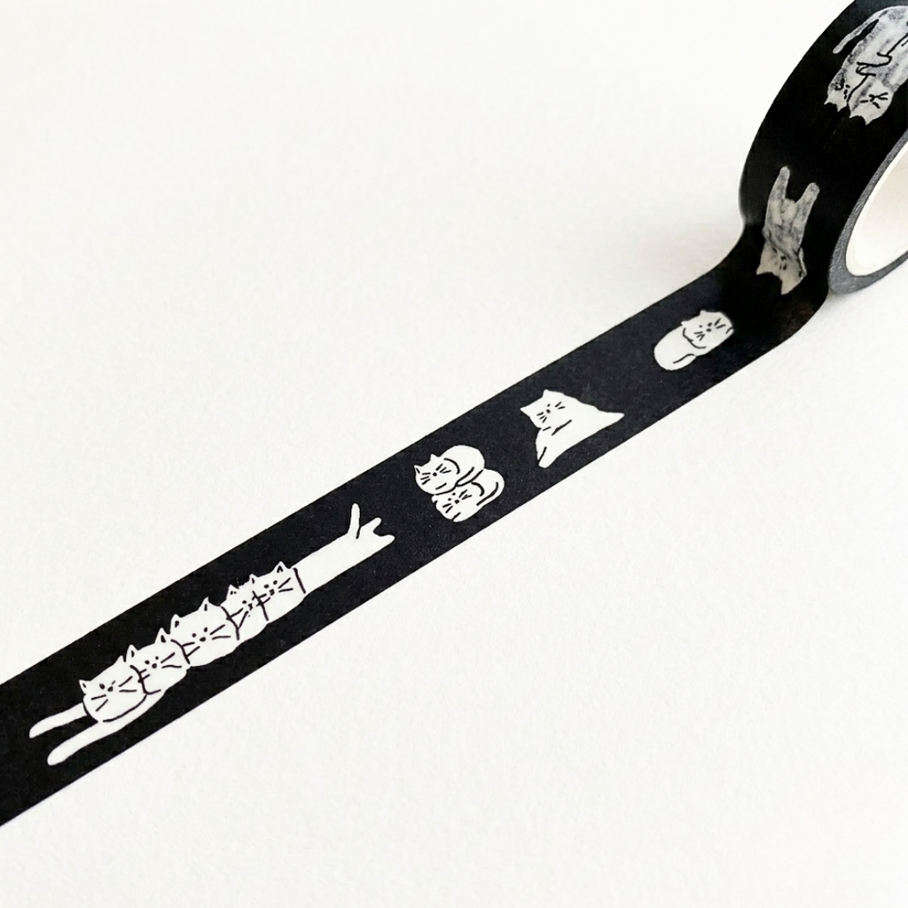 Black Cat Washi Tape | Korean Style Journal Stickers 5M