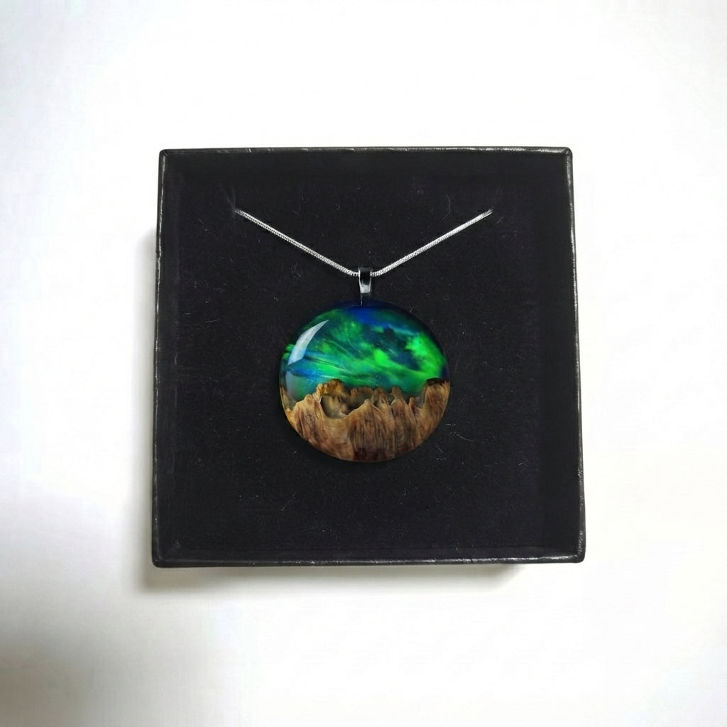 Canadian Northern Lights Resin Pendant Necklace
