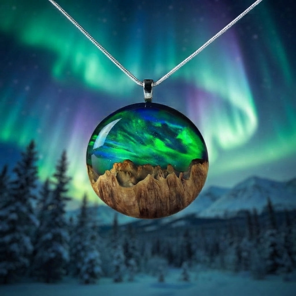Canadian Northern Lights Resin Pendant Necklace