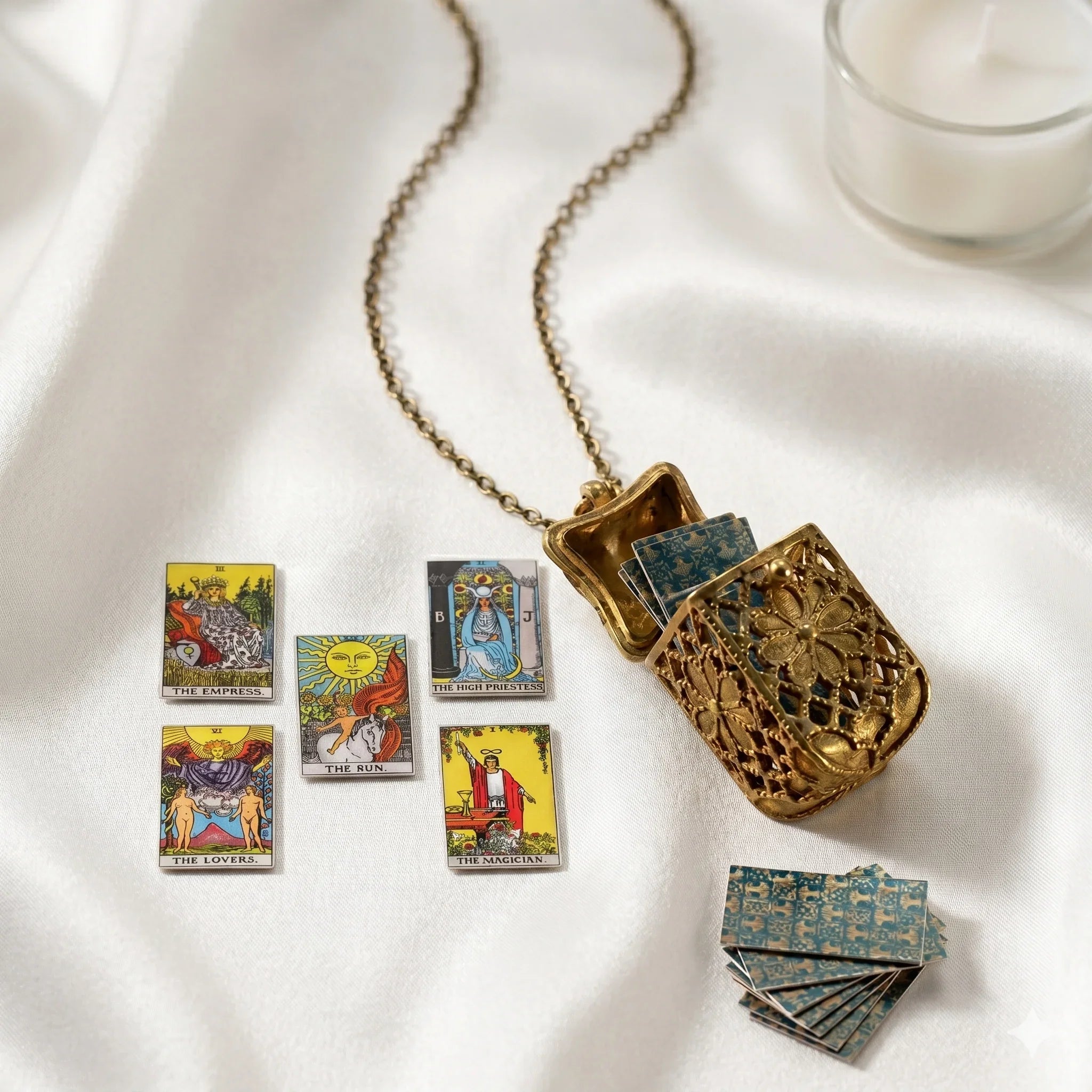 Tiny Tarot Deck Necklace Mini Tarot Card Necklace