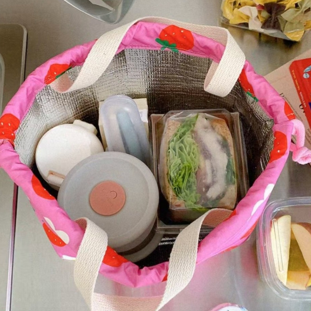Strawberry Pink Lunch Bag | Cute & Portable Cooler Bag