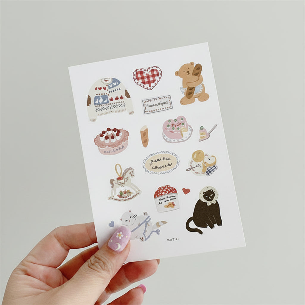 Pastoral Style Sticker Sheet | Matte Journaling & Scrapbooking Supplies