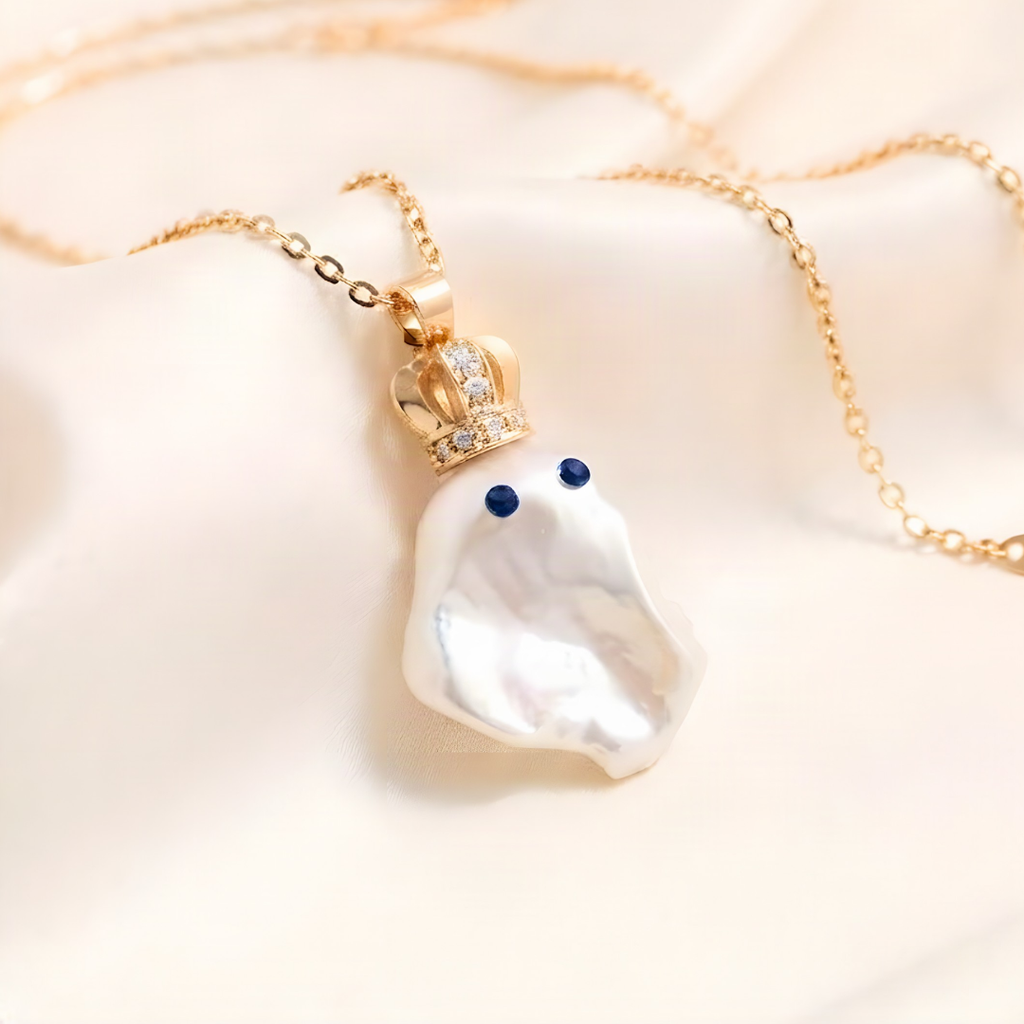 Pearl Ghost Necklace, 18K Gold Filled Halloween Jewelry, Spooky Season Gift, Dainty Ghost Pendant, Spooky Gift