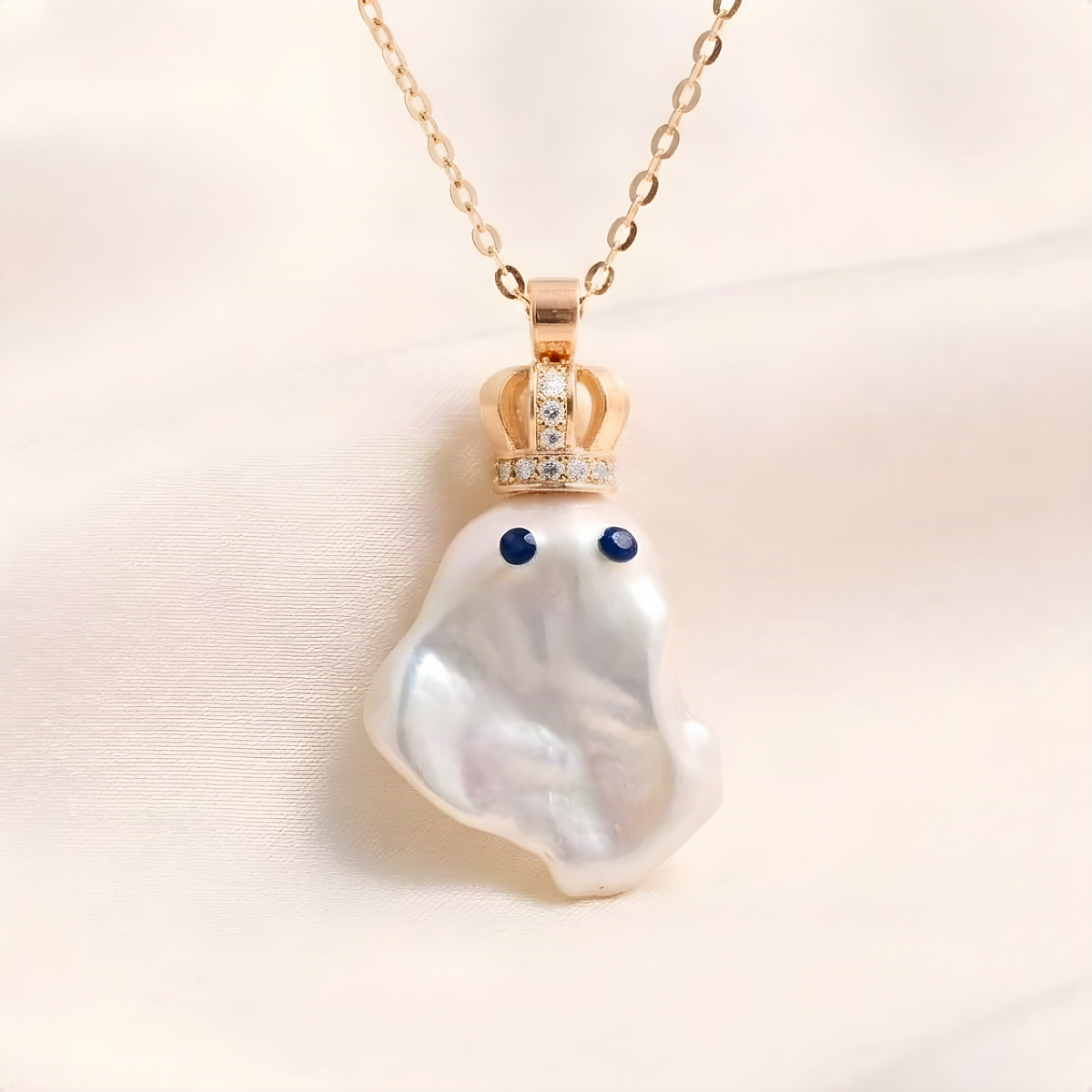Pearl Ghost Necklace, 18K Gold Filled Halloween Jewelry, Spooky Season Gift, Dainty Ghost Pendant, Spooky Gift