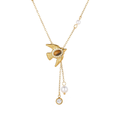 Pearl & Dove Tiger's Eye Y-Necklace | Wings of Freedom & Harmony