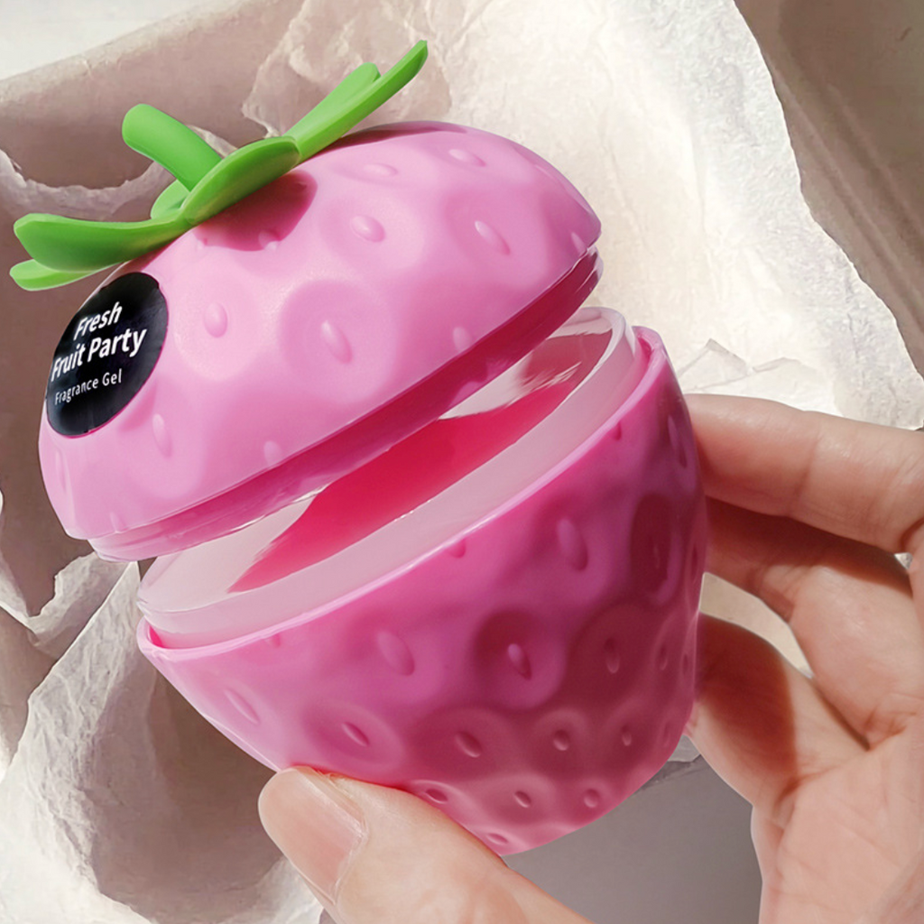 Pink Strawberry Solid Gel Air Freshener | 60 Days Scent & Cute Decor