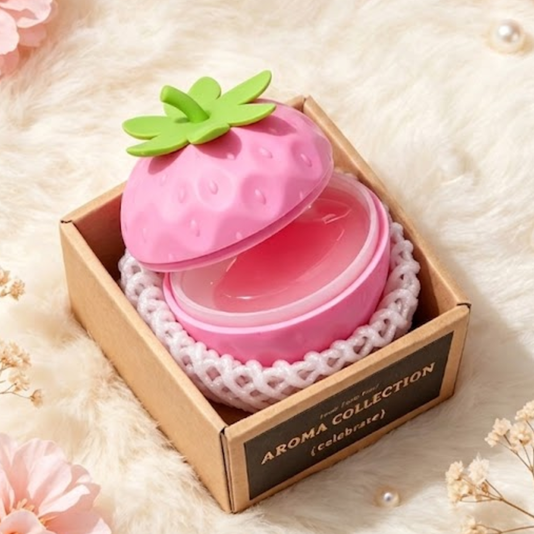 Pink Strawberry Solid Gel Air Freshener | 60 Days Scent & Cute Decor