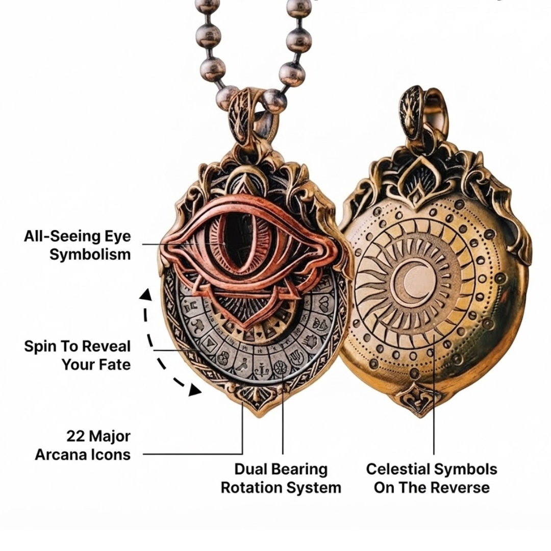 Tarot Vision Pendant | All-Seeing Eye Rotating Tarot Spinner Necklace & Spiritual Gift