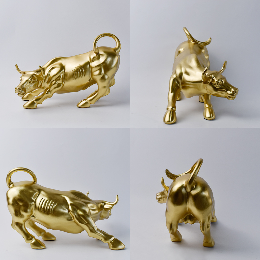 Wall Street Brass Bull Figurine & Feng Shui Wealth Statue