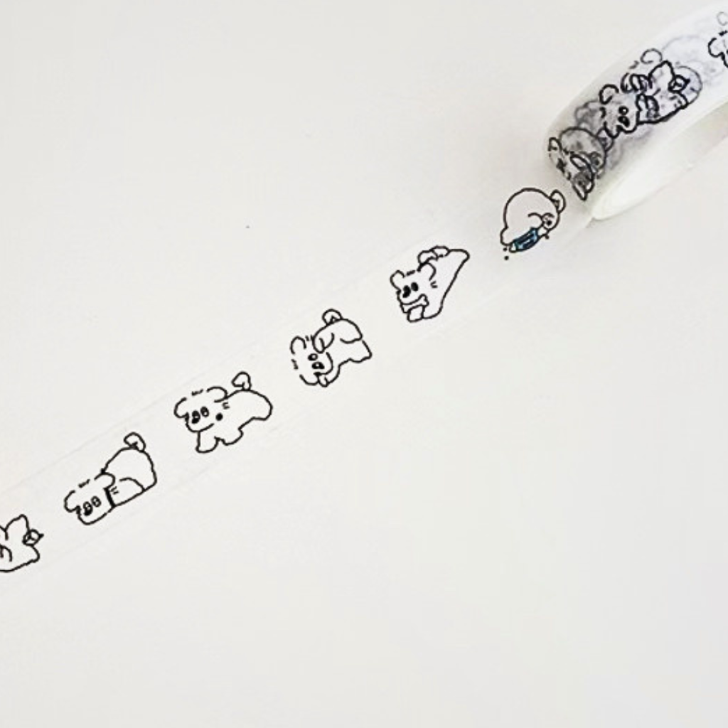 White Puppy Washi Tape | Minimalist Journal Stickers 5M