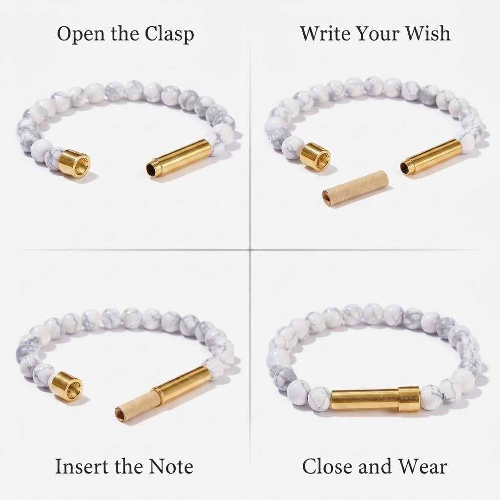 Wishbeads Intention Bracelet - Natural White Turquoise