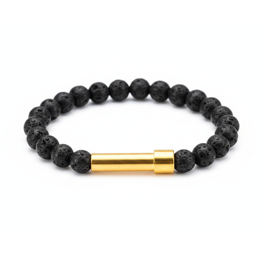 Wishbeads Intention Bracelet,   Natural Black Lava Stone