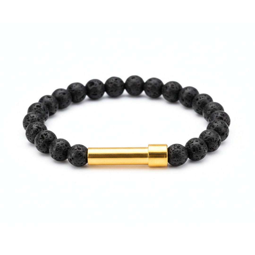 Wishbeads Intention Bracelet,   Natural Black Lava Stone