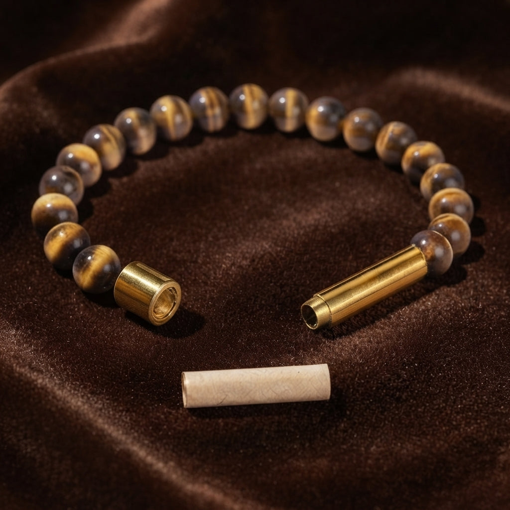 Wishbeads Intention Bracelet for Men | Secret Message Beaded Wish Bracelet with Natural Tiger's Eye