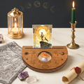 Wooden Moon Phase Tarot Card Stand - Celestial Oracle Card Holder & Crystal Candle Altar Display, Witchy Room Decor & Spiritual Gift