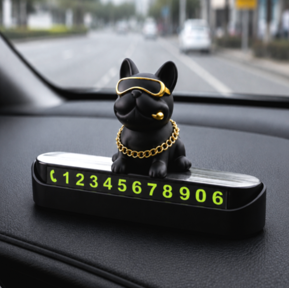 Luxury 3D French Bulldog Car Temporary Parking Number Plate