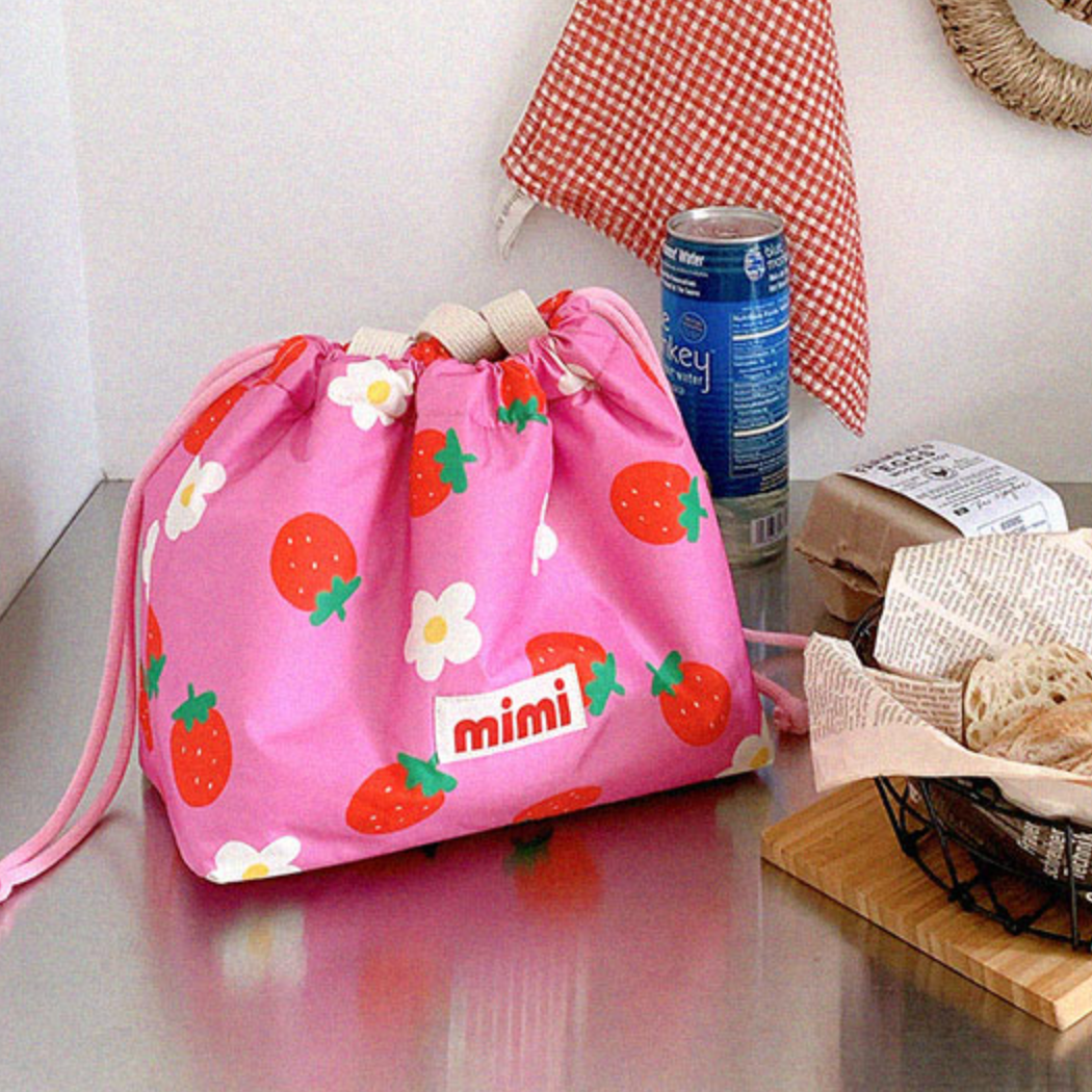 Strawberry Pink Lunch Bag | Cute & Portable Cooler Bag